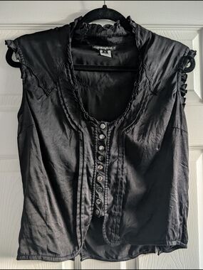 Black Sleeveless Stretch Satin Women’s Top